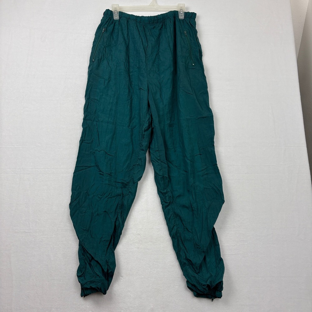 Vintage Teal Blue Green Nylon Windbreaker Track Pants Mens XL Zipper Pockets